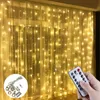 Struny Boże Narodzenie Garland Led Fairy Lights Curtain String Remote Control Home Decor Year 2021 Dekoracje