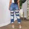 Frauen Jeans 2022 Harem Hosen Vintage Hohe Taille Frauen Freunde Streetwear Lose Ripped Patchwork Denim Hose Ganzkörperansicht Cowboy