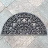 装飾的な鋳鉄のドアマートスクロールドアマットハーフムーンサークルホームガーデンの玄関口TheShold飾り金属工芸品ヴィンテージアンティークブラウン素朴な華やかな