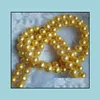 Beaded Neckor Pendants Jewelry 9-10mm Golden Natural Pearl Necklace 35 tum Womens Gift Bridal Drop Delivery 2021 Roav3