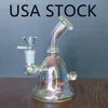 USA STOCK Hookah Bongs 6,8 Inch Tall Mini Size Glas Bong Vattenpipor Dab Rig med 14 mm manlig glidskål FARTYG FRÅN Los Angeles
