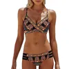 Damski garnitur Seksowny bikini strój kąpielowy Vintage Swimwear Kobiety Bohemia Push-Up Wyściełany Biustonosz Plaża Zestaw K2 210621