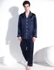 Хорошее качество 100% чистый шелковый мужской Pajama набор пижамы ночная рубашка L XL 2XL YM009 210901