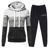 Casual Tracksuit Mulheres Dois Parte Set Terno Capuz Feminino Com Capuz E Calças Outfits Roupas Mulheres Outono Inverno Suéter 211116