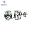 TBJ, Classic earring with natural green amethyst 3.5ct gemstone women daily wear in 925 sterling silver as gift