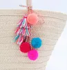 Klasyna 1PC Boho w stylu pompons z kolorowym frędzaniem dla kobiet wiszących drewniane koraliki wisiorek letnia biżuteria fred22