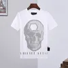 T-shirt estiva traspirante da uomo Skull Letter Logo Hot strass girocollo Top confortevole