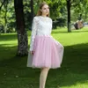 5 warstw 60cm Princess Midi Tulle Spódnica Plisowane Taniec Tutu Spódnice Kobiet Lolita Petticoat Jupe Saia Faldas Party Puffy 210619