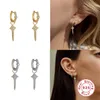 Hoop Huggie GS 925 Sterling Silver Fashion Small Cute Cross Pendant Earrings Zircon Crystal Gold For Women Jewel Gift3222864