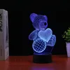 Articles de nouveauté 3D LED Coeur Veilleuse 7 Couleur Changeable Port USB Lumières Bureau Lampe De Table Saint Valentin Cadeau D'anniversaire Panneau Acrylique Chambre Décoration Éclairage ZL0266