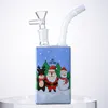Водопроводная трубка в рождественском стиле, стеклянный бонг, бутылка для напитков, кальян, мини-маленькие установки, Рождество, 14 мм, с внутренней резьбой WP21103