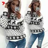 AECU Jultröja för kvinnor 2018 Winter Deer Snow Pattern Patchwork Ugly Sweater Knitted Jumpers Pullovers Knitwear Y1118