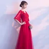 Czerwona siatka wieczorna sukienka kobiece lato krótki rękaw eleganckie długie szczupłe kobiety maxi długość podłogi vestidos 210603