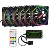 Desktop PC 용 IR 컨트롤러가있는 Coolmoon 6pcs 12cm 조정 가능한 RGB 냉각 팬