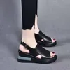 Sandals Lucyever Summer Women's Platform 2021 Peep Toe Chunky Wedges Sandalias Mujer Fashion Solid Color High Heels Sandal