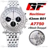 GF B01 ETA A7750 Automatyczny chronograph Mens Watch White Dial Black Subdial Stainless Steel Bransoletka Super Edition 2021 PTBL PUCETIME A36B2