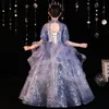 Çiçek Kız Elbise Düğün Kepçe Boyun Aplike Boncuklu Uzun Backless Küçük Kız Pageant Törenlerinde Fırfır Katmanlı Sweep Tren Doğum Günü Abiye