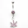 2 colors Stainless steel Body Piercing Jewelry Belly Button Navel Rings Dangle Charm Maple Leaf SS 20PCS