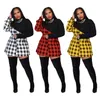 CM YAYA Women Plaid Patchwork Turtleneck Long Sleeve Blouses Tops Streetwear Fashion Shirts Plus Size S-4XL 210226287A