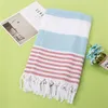 Towel Turkish Cotton Bath Sauna Striped Sports Beach With Tassels For Women Outdoor Sunscreen Portable Water Absorbent