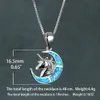 Femmes S925 Jewelry Blue Opal Unicorn Moon Pendant Collier 925 STERLING Silver for Gift2182922