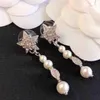 2021 Mode Design Luxury Style Drop Earring With Pearl and Diamond For Women Engagement Lover Smycken Gift har Box PS4058