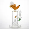 Cachimbos de água MiniBanana In The Bong Bongs de vidro em formato de banana com ducha Perc Tubos de água 14 mm Junta fêmea com tigela Óleo Dab Rigs