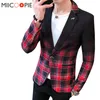 Fatos masculinos blazers moda gradient cor xadrez homens blazer jaqueta fino business casual botão único vestido asiático tamanho masculino