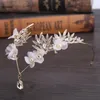 Hair Clips & Barrettes Korean Style Women Pearl Crystal Flower V Shape Water Drop Crown Tiara Hairwear Wedding Bridal Jewelry Accessory VL