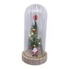 Juldekorationer Skrivbordsgåva Po Prop Office Glass Dome med LED Light Portable Kids Artificial Ornament Mini Tree Party Home Decor