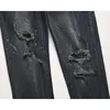 Dueweer Swag Lavato Distrutto Jean Streetwear Ginocchio Foro Biker Jeans Uomo Trend Moda Splash Ink Jeans Skinny Pantaloni per Uomo2997
