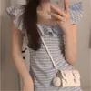 格子縞のドレスの女性新鮮なセクシーな肩帝国韓国のシンプルな女性トランペットvestidos Ruffles Party Club Summer Femme Sundress 210619