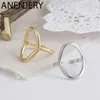 Annenjery Minimalistische onregelmatige holle ellips goud zilverkleur geometrische ring voor vrouwen open ringen S-R711