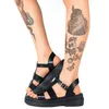Sandálias 2021 design de marca de qualidade lazer confortável andando calmo legal preto moda moda de verão plataforma casual gladiator women sapatos