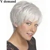 Sexig pixie klippt hår kort mode rak vit peruk syntetiska fulla afro peruker för svarta kvinnor i stockfactory direkt