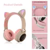 Mignon chat oreille casque LED sans fil Bluetooth casque avec micro brillant écouteurs pour enfants cadeaux filles filles 7160886