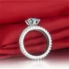 Solitaire 1CT Diamond Ring Sets Echt 925 Sterling Silber Schmuck Verlobungs Hochzeitsringe für Frauen Brautparty Accessoire295i