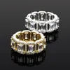 Cluster Rings TOPGRILLZ Four Baguette High Quality Copper Iced Out Micro Pave Hip Hop Fashion Jewelry Gift For Men Women4872023