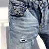 Europejski styl DSQ Włochy Marka Mężczyźni Dżinsy Spodnie Mężczyźni Slim Biker Denim Proste Spodnie Dziury Niebieskie Spodnie Slim Dla 210716