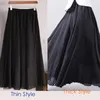 Cotton Linen Maxi Skirt Women Spring Summer Elastic Waist Vintage Solid Pleated Long Skirts Mori Girl Boho Beach Skirt QH1755 210724