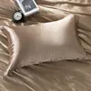 Pillow Case Satin Pillowcase Emulation Silk Smooth Sleeping For Bed Soft Comfortable Solid Color Single Pillows Cover Home