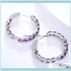 Jewelryfashion Handmade 925 Sterling Sier Jewellery Natural Amethyst Gemstone HoopEarrings Women Fine Jewelry Hie Drop Delivery 2021 AM8T