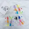 Résine à la main coloré dessin animé ours balancent boucles d'oreilles Unique couleur bonbon Animal goutte boucle d'oreille pour femmes fille drôle fête bijoux