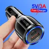 5 V 3A Szybkie szybkie ładowarki USB-C Typ C QC3.0 Ładowarka samochodowa Auto Adaptery mocy do iPhone 13 12 11 Pro Max Samsung S20 S21 S22 HTC Android Telefon z Detal Box Nowy