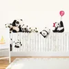 귀여운 만화 팬더 벽 스티커 키즈 룸 장식 아기 침실 스티커 거실 벽 장식 자기 접착 홈 장식 210310