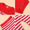 Newborn Baby Boy Girl Clothes Spring Autumn Clothing Sets Long Sleeve Bodysuit+red White Striped Pants Christmas Clothes Outfits G1023
