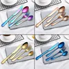 4pcs/set Stainless Steel Cutlery Gold Silver Rainbow Plated Restaurant Dinnerware Knife Fork Spoon Kit Flatware Set