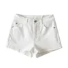 Wixra été blanc solide Demin Shorts bouton poches Street Style taille haute décontracté Streetwear pour les femmes 210616