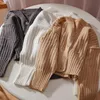 Женские трикотажные женские футболки с длинным рукавом вязаный свитер кардиган женский корейский мода y2k короткое пальто женская женщина 2022 Осень чистый цвет
