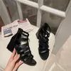 Kadın Ayakkabı Sandalet 2021 Yaz Hollow Geri Fermuar Yüksek Top Yüksek Topuklu Sandalet Moda Gladyatör Zapatos Verano Mujer